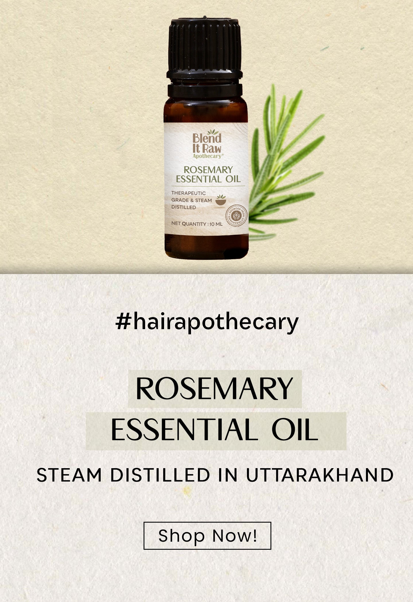 Website banner for rosemary essential oil mobile version
