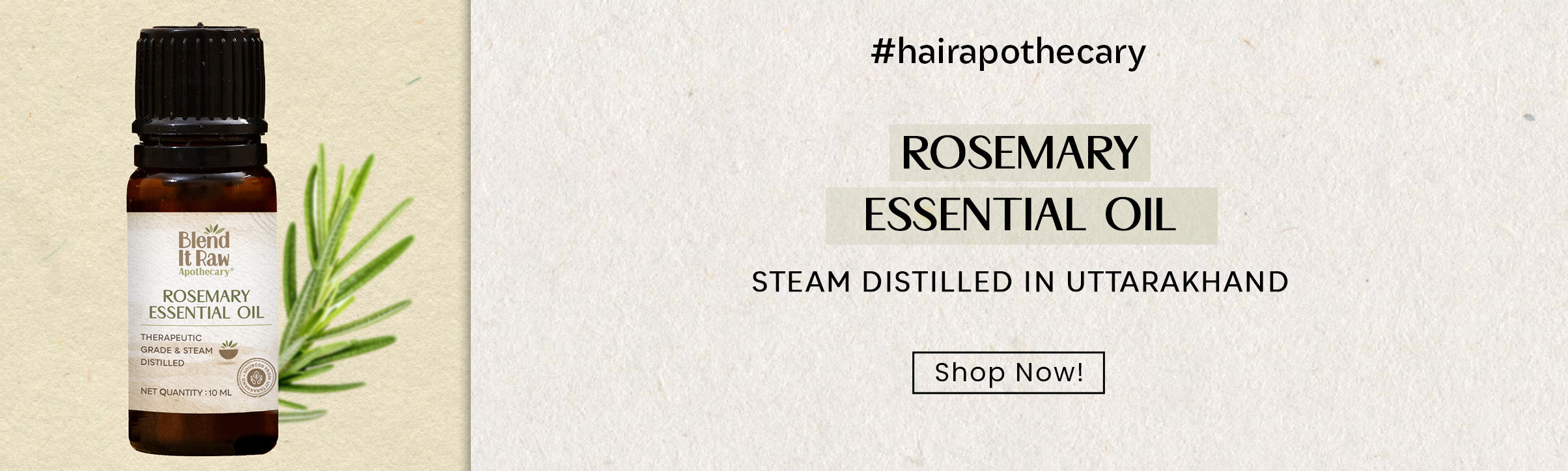 Website banner for rosemary essential oil